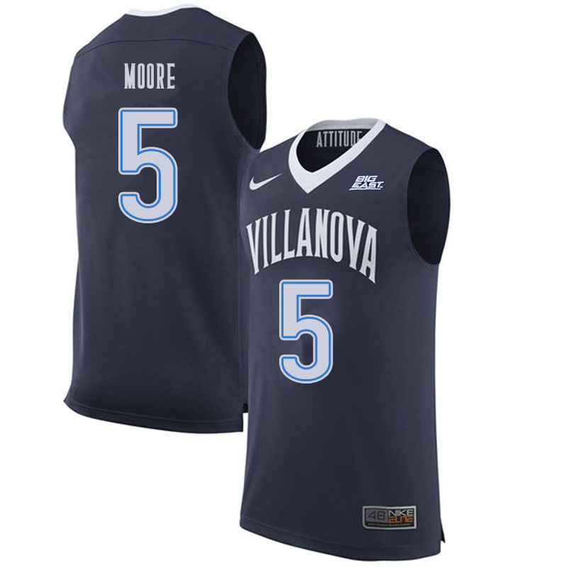 Men #5 Justin Moore Villanova Wildcats College Basketball Jerseys Sale-Navy